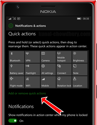 Click add or remove Quick Actions to re-configure your quick action buttons (www.kunal-chowdhury.com)