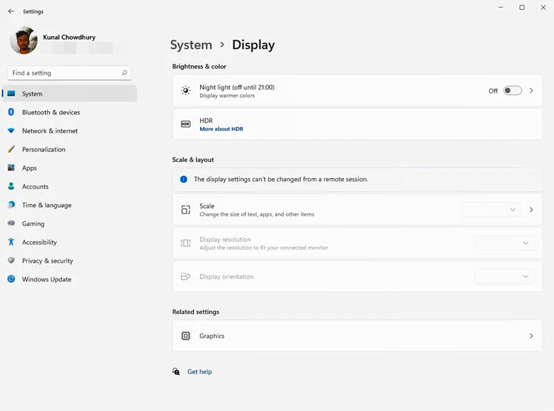 A quick look to Windows 11 Settings app - System - Display