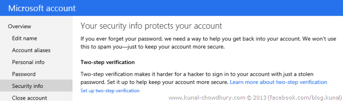 1. Set up Microsoft two-step verification