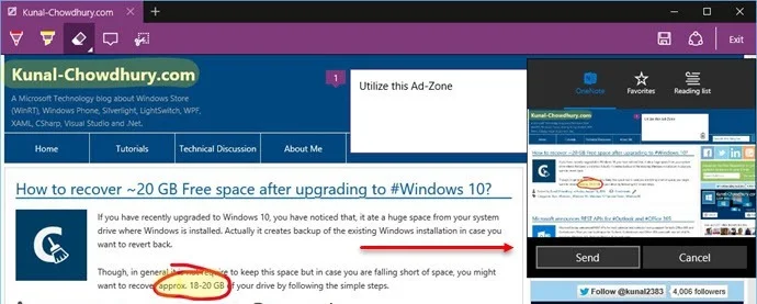 12. Save the web note in One Note and send (www.kunal-chowdhury.com)