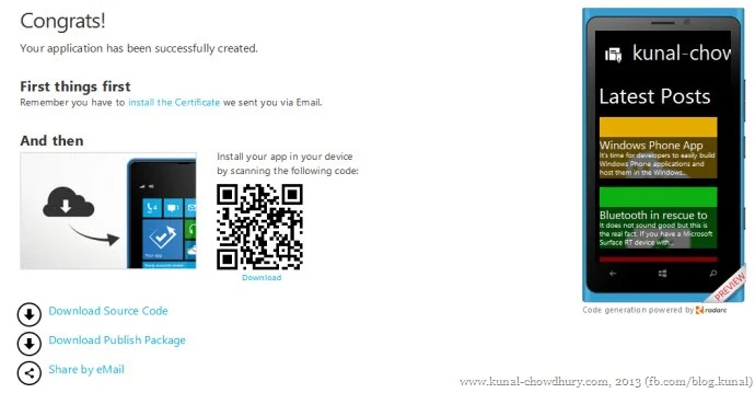 16. Download your first Windows Phone app build with Windows Phone App Studio