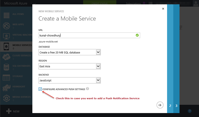 2. Windows Azure - Create a new Mobile Service (www.kunal-chowdhury.com)