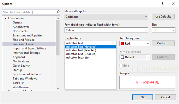 How to change Codelens Indicator style in Visual Studio (www.kunal-chowdhury.com)