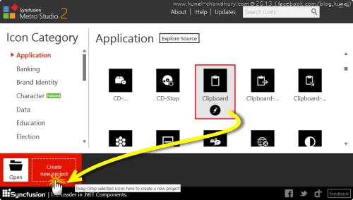 6. Syncfusion Metro Studio 2 - Create a Project with Selected Icons