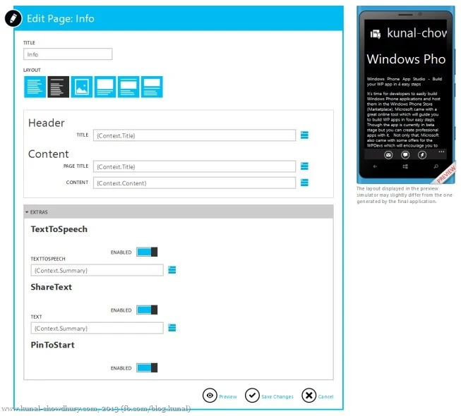 9. Edit page info and extra settings like TTS, sharing etc.