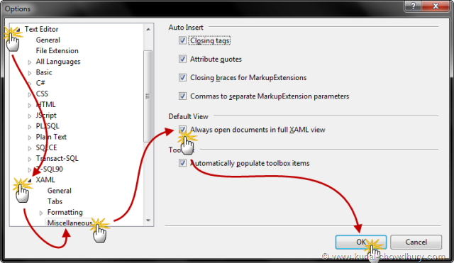 Change Settings to Open the documents in full XAML view