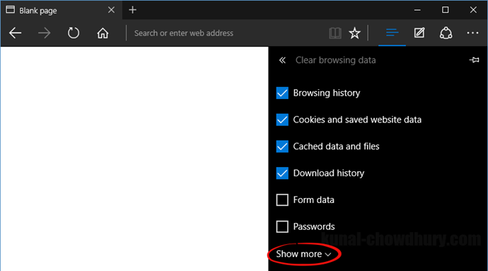 Clear browser history in Microsoft Edge (www.kunal-chowdhury.com)