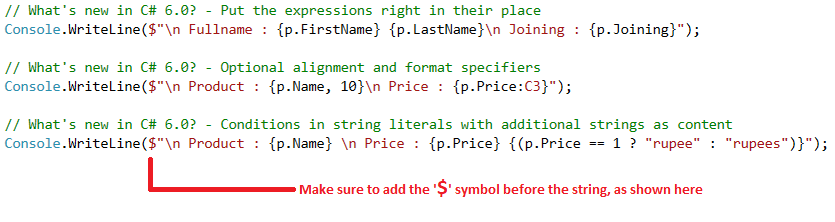 What's new in C# 6.0 - String Interpolation (www.kunal-chowdhury.com)