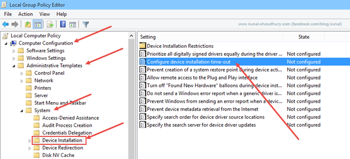 Configure Device Installation Policy (www.kunal-chowdhury.com)