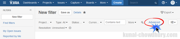 Custom filter creation in JIRA dashboard (www.kunal-chowdhury.com)