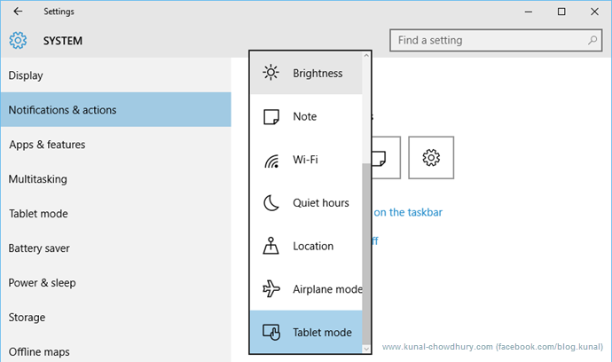 Customize Quick Actions in Windows 10 (www.kunal-chowdhury.com)