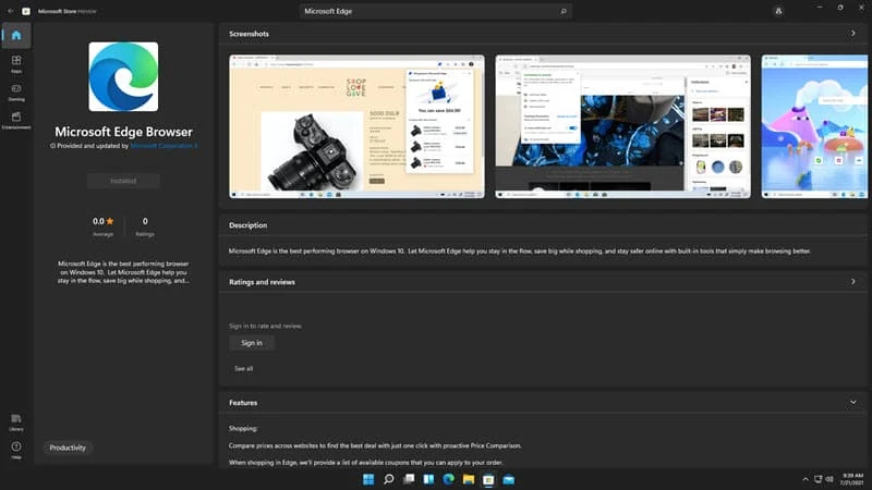 Microsoft Edge available to download from Windows 11's Microsoft Store