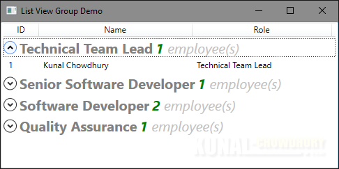 Grouped records in a WPF ListView control (www.kunal-chowdhury.com)