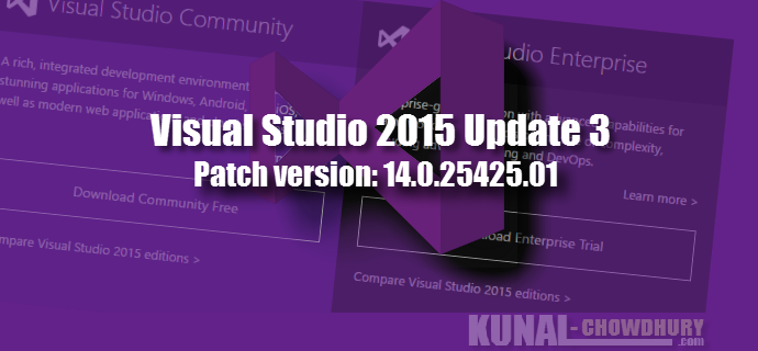 Visual Studio 2015 Update 3 Patch (KB3165756, 14.0.25425.01)