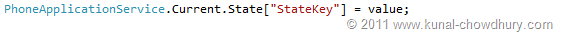 Code Snippet for Saving value to Application State