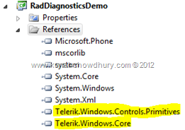 Telerik RadDiagnostics Component: Required Assemblies