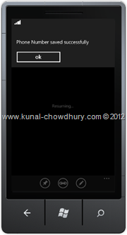 Screenshot 7 : How to Save Phone Number in WP7 using the SavePhoneNumberTask?