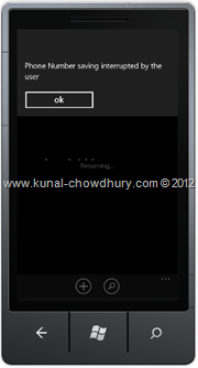 Screenshot 8 : How to Save Phone Number in WP7 using the SavePhoneNumberTask?