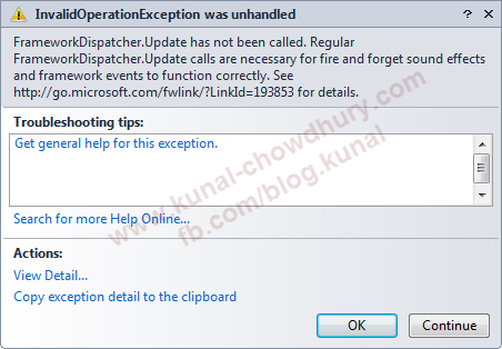 InvalidOperationException from FrameworkDispatcher.Update