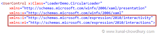 Loader Demo - Adding xmlns Namespaces in the XAML