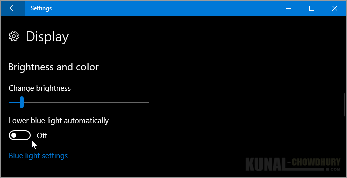 Lower blue light automatically on Windows 10 Creators Update (www.kunal-chowdhury.com)