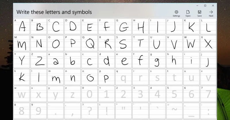 Microsoft Font Maker app in Windows 10 (Redstone 5) Insider Preview Build 17704