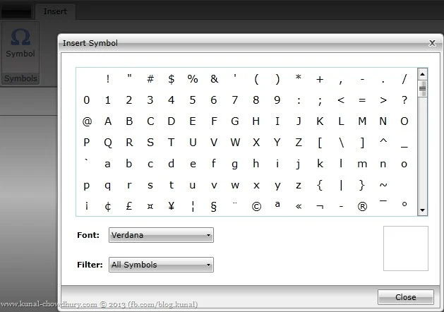 Modal Insert Symbol Dialog for Telerik's RadRichTextBox control