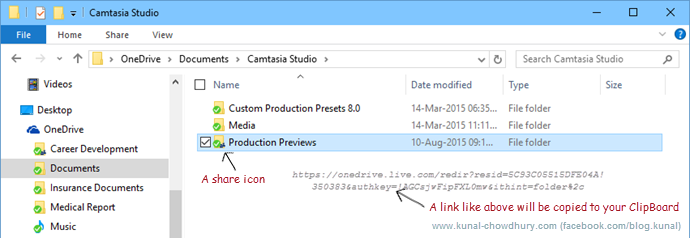 OneDrive shared file-folder in Windows 10 (www.kunal-chowdhury.com)