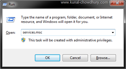 Open services.msc from the Run dialog
