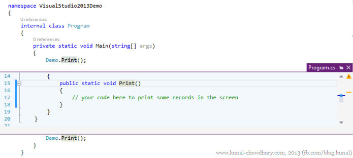 Peek Definition Windows in Visual Studio 2013