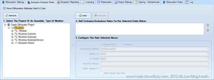 Product Review - Crypto Obfuscator for .Net - Set Exclusion Inclusion Rules