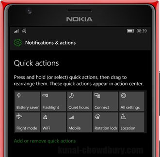 Rearranged view of Quick Action buttons (www.kunal-chowdhury.com)