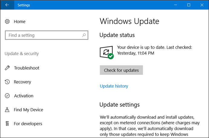 Reduced Windows 10 Update Settings pages (www.kunal-chowdhury.com)