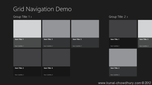 Grid app of Windows Store Project