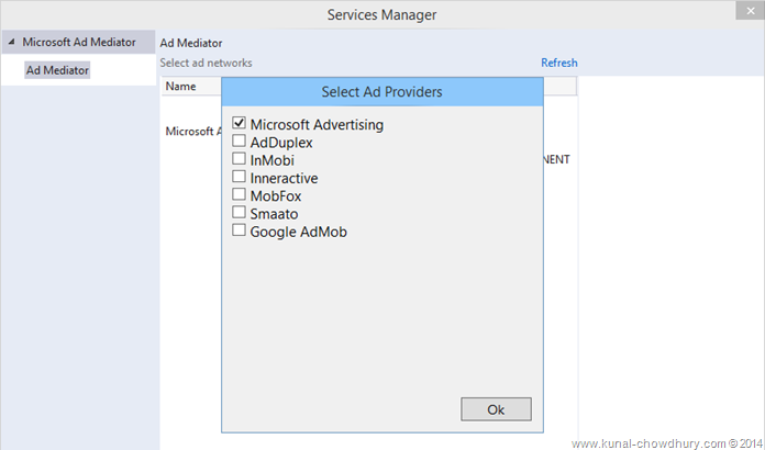 Select Ad Providers from AdMediator Services (www.kunal-chowdhury.com)
