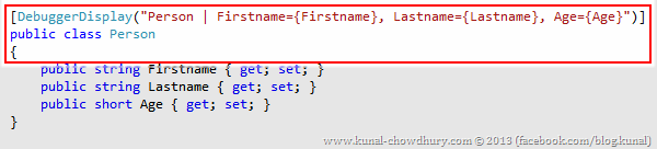 Setting a DebuggerDisplay Attribute to the Person Class