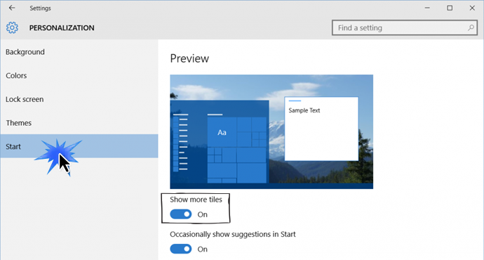 Show more tiles on Windows 10 Start Screen (www.kunal-chowdhury.com)