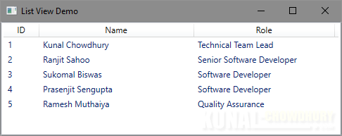 Sorting in a WPF ListView control (www.kunal-chowdhury.com)