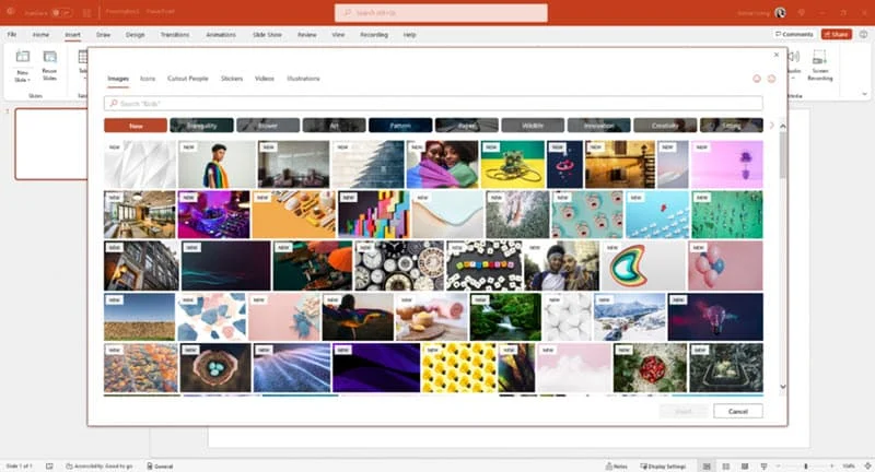 Screenshot showing new premium content in PowerPoint