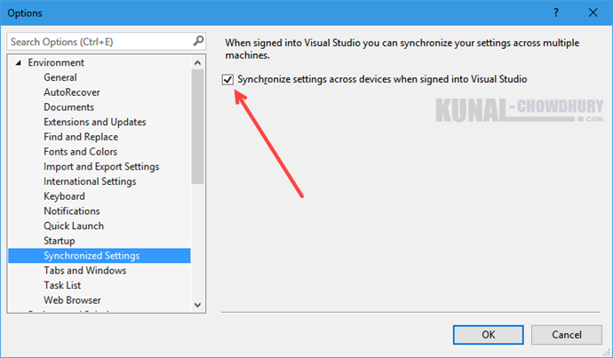 Synchronize Visual Studio 2015 settings across devices (www.kunal-chowdhury.com)