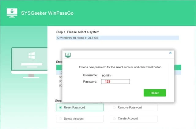 How to reset Windows 10 password using SYSGeeker WinPassGo
