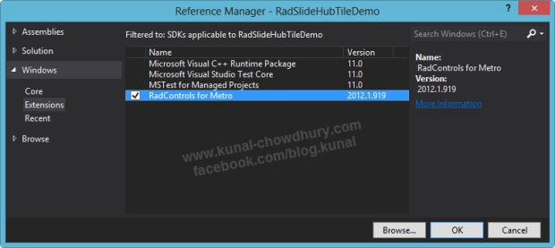 Telerik RadControls for Metro Assembly Reference