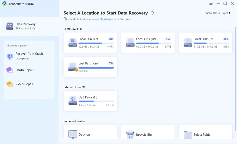 Recover Data from USB Drive That Says “Please Insert a Disk into Removable Disk” with Tenorshare 4DDiG