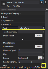 Use the properties panel to style the control