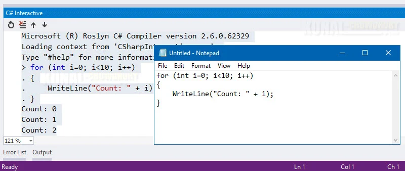 Do you know that, you can easily copy code from C# Interactive Window?