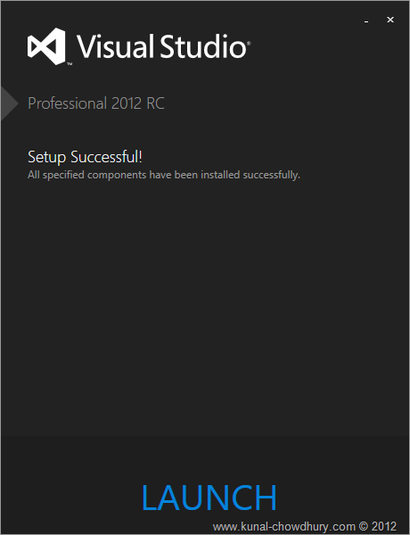 VS2012 Installation Experience - Screen 4 - Installation Successfull