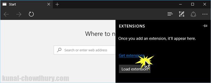 Windows 10 - Microsoft Edge - Get Extensions (www.kunal-chowdhury.com)