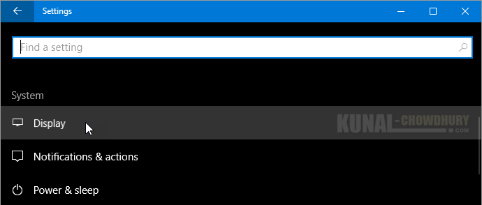 Windows 10 Display Settings (www.kunal-chowdhury.com)