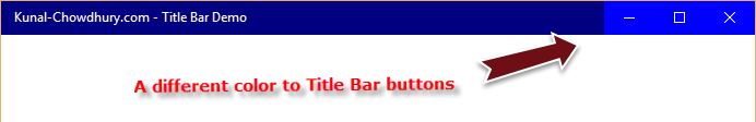 Windows 10 Universal App - Set different color to Title Bar buttons (www.kunal-chowdhury.com)