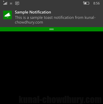 Windows 10 Universal App - Toast Notification (www.kunal-chowdhury.com)